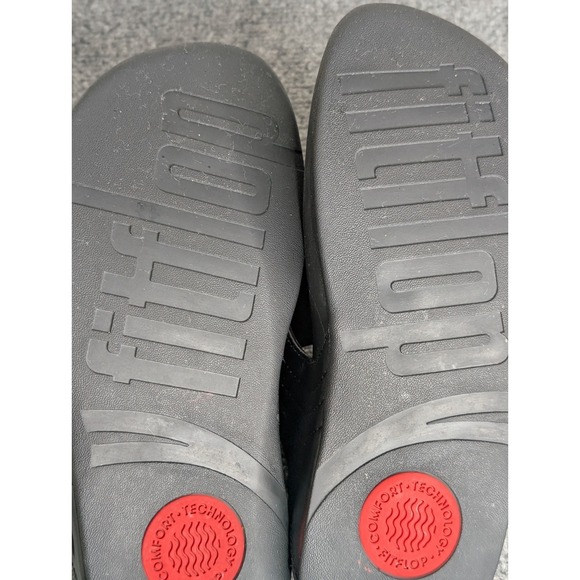 Fitflop Women's Walkstar Flip Flop Sandals Black Size 6 Stitched Leather - Picture 10 of 10